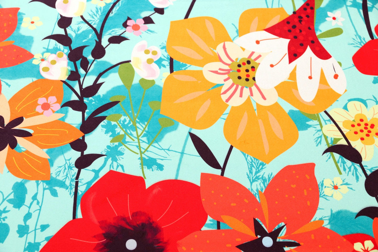 Wildflower Garden On Teal Olivia's Home Accent Rug with Flowers Floral Washable Rug 22" x 32"