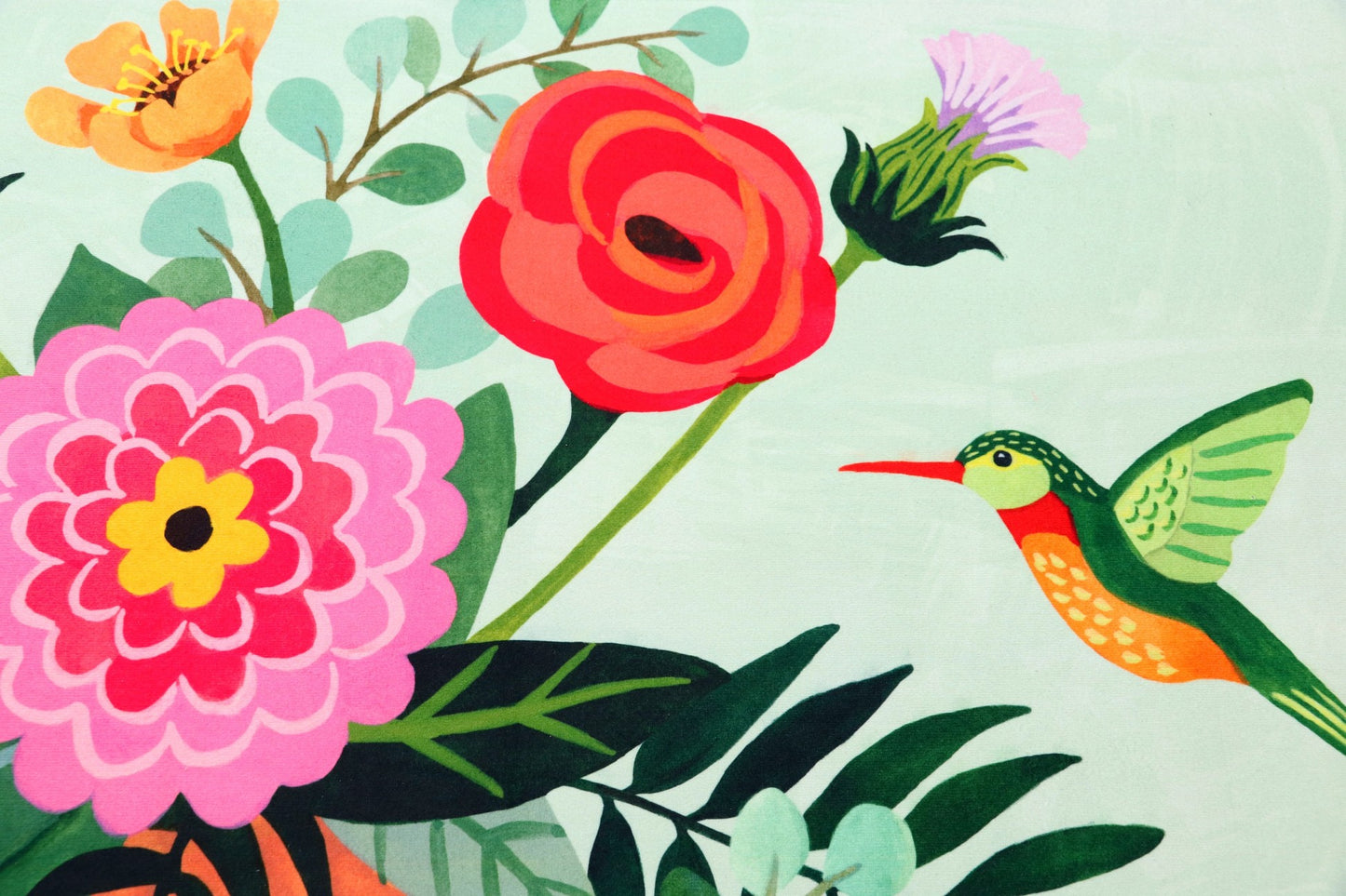 Terra Flora Hummingbird Olivia's Home Accent Rug with Flowers Floral Washable Rug 22" x 32"