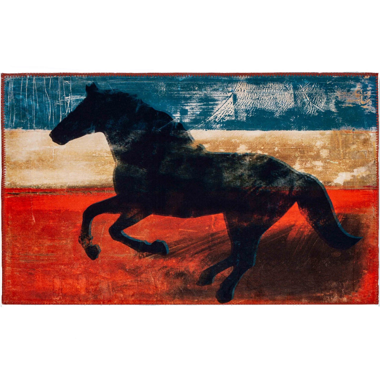 Wild Mustang Olivia's Home Accent Rug with Horse Silhoutte Washable Rug 22" x 32"