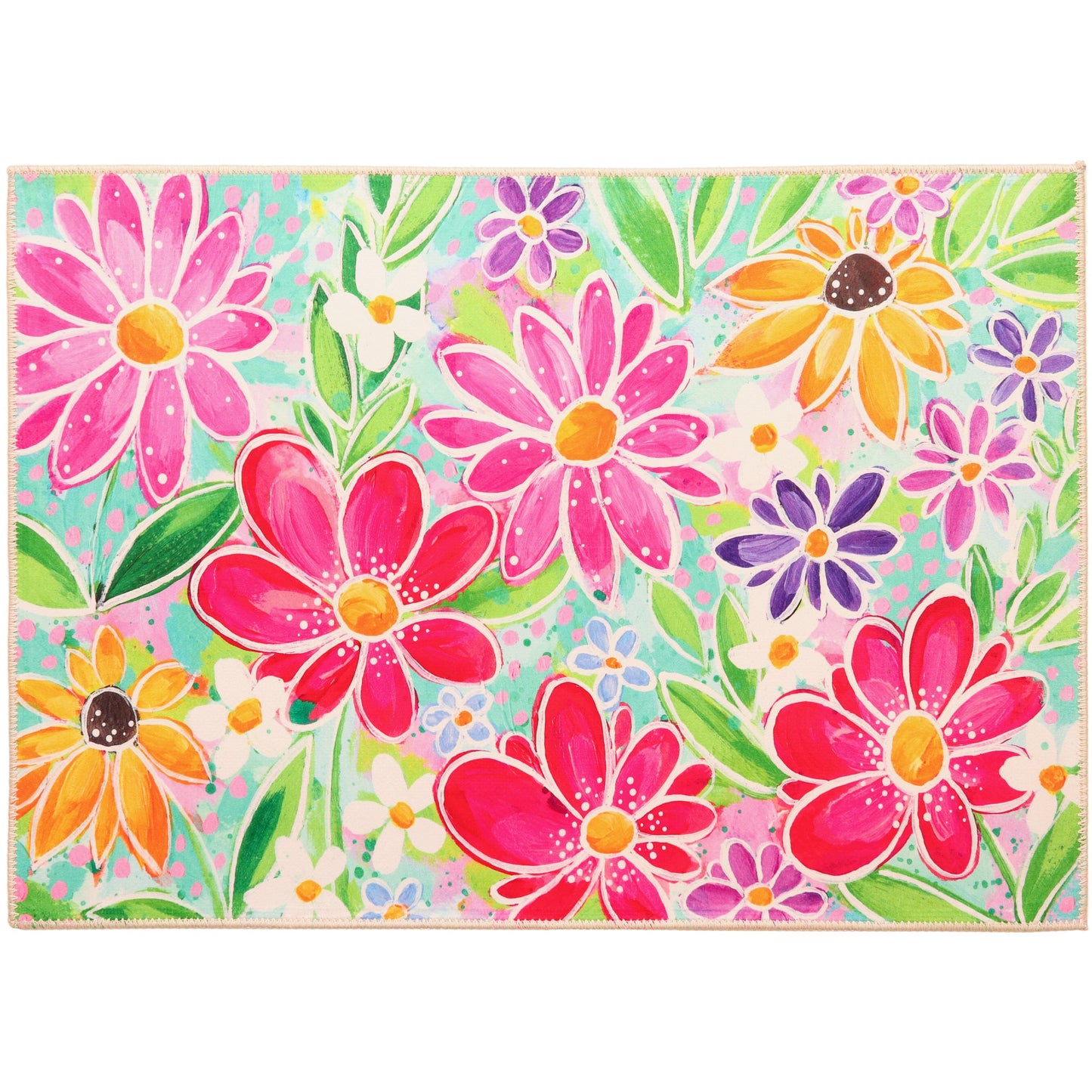 Crystal Floral Garden Olivia's Home Accent Washable Rug 22" x 32"