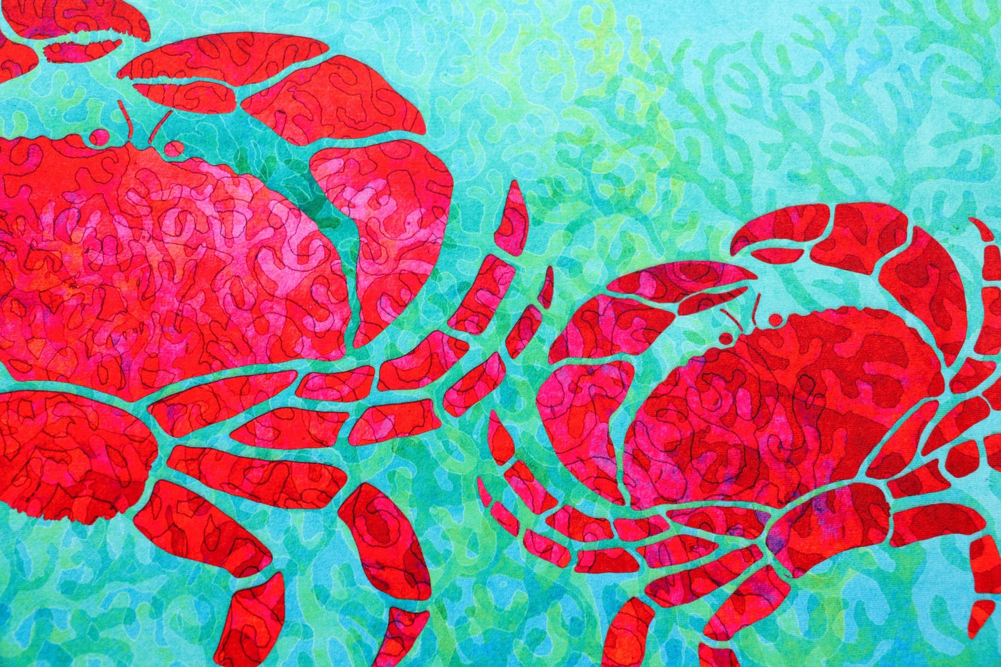 Red Crab Tapestry Olivia's Home Accent Washable Rug 22" x 32"
