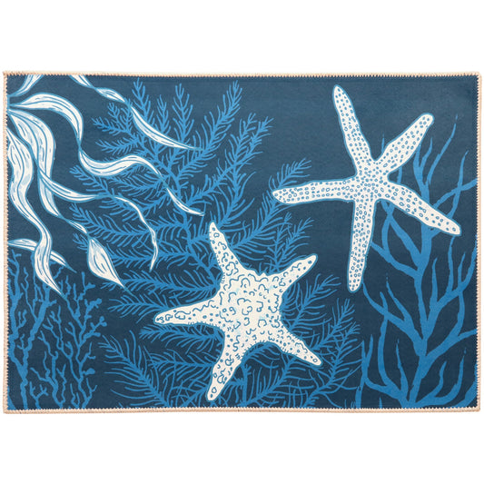 Starfish On Indigo Olivia's Home Accent Washable Rug 22" x 32"