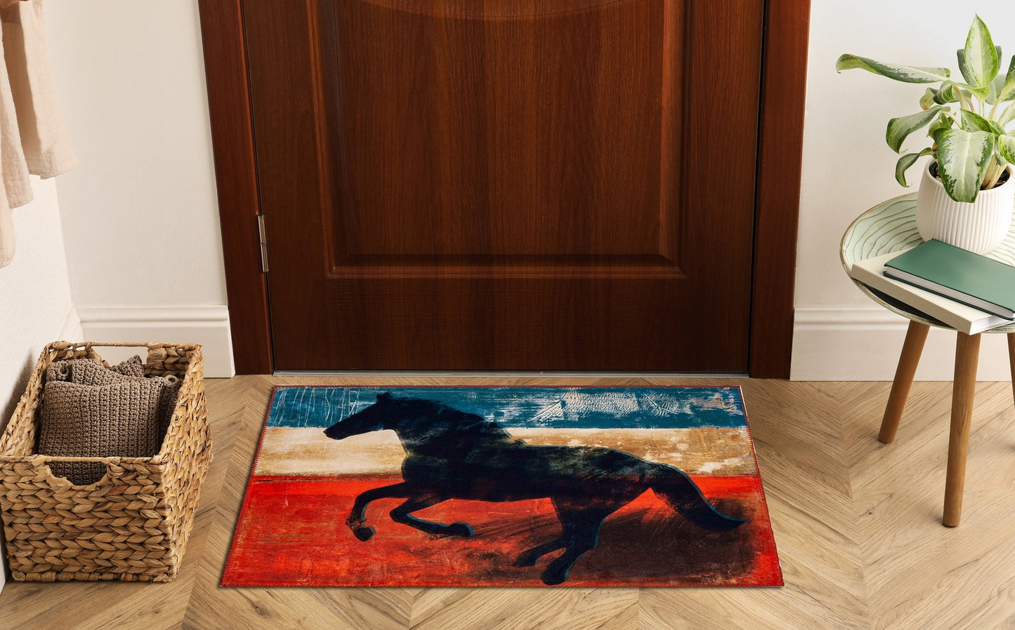 Wild Mustang Olivia's Home Accent Rug with Horse Silhoutte Washable Rug 22" x 32"
