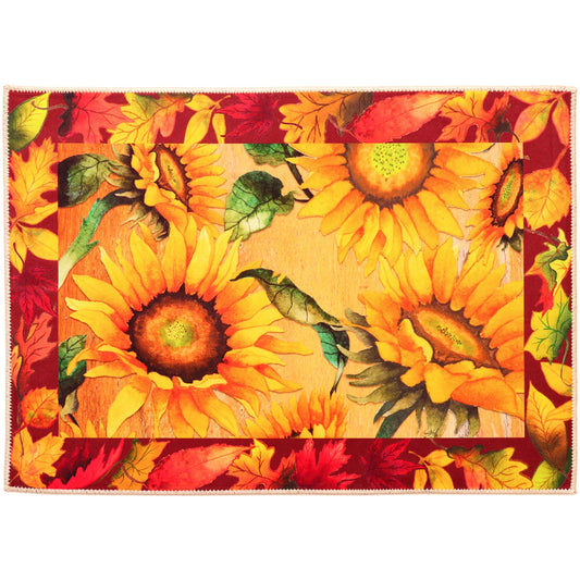 Framed Sunflowers Olivia's Home Accent Washable Rug 22" x 32"