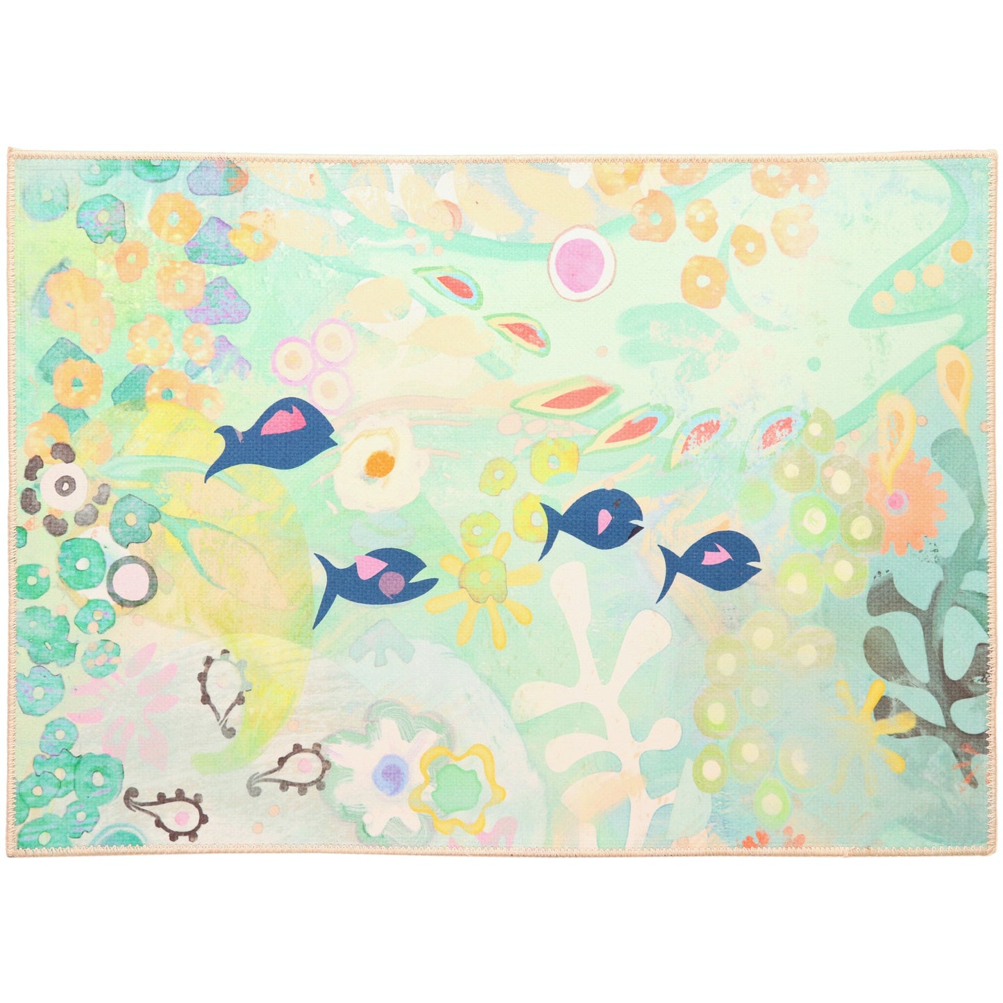 Little Blue Fish Olivia's Home Accent Washable Rug 22" x 32"