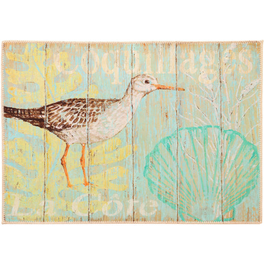 Beachside Sandpiper Olivia's Home Accent Washable Rug 22" x 32"