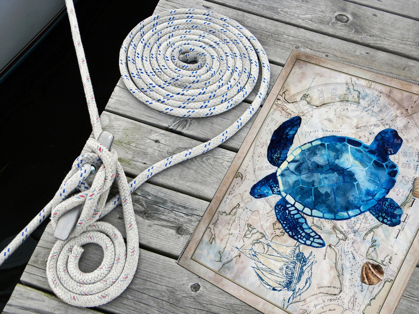 Seafaring Turtles Olivia's Home Accent Washable Rug 22" x 32"