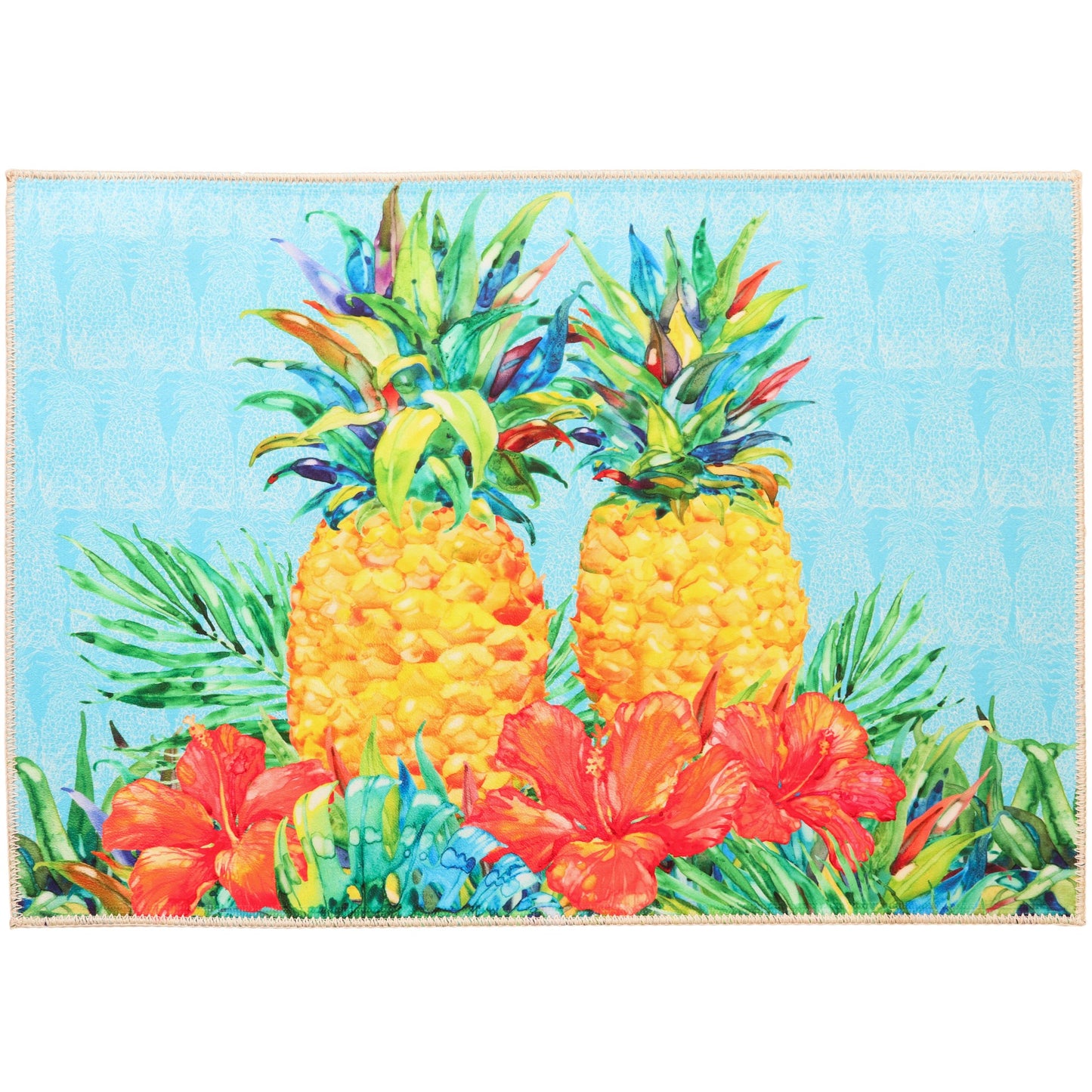 Kona Pineapple & Hibiscus Olivia's Home Accent Washable Rug 22" x 32"