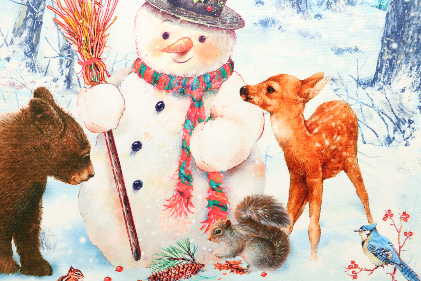 Snowman With Wildlife Olivia's Home Accent Washable Rug 22" x 32"