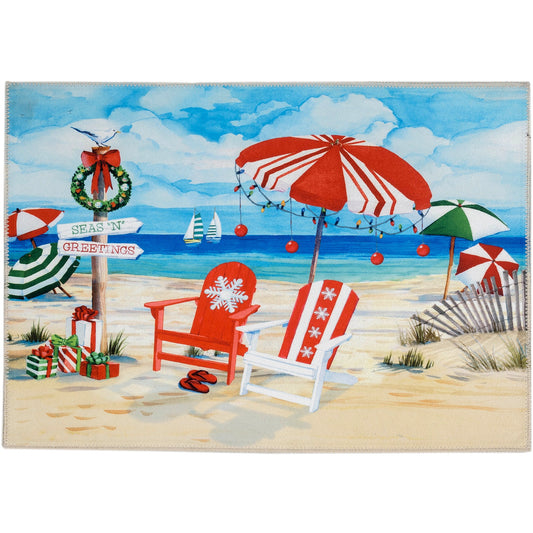 Beachside Christmas Olivia's Home Accent Washable Rug 22" x 32"