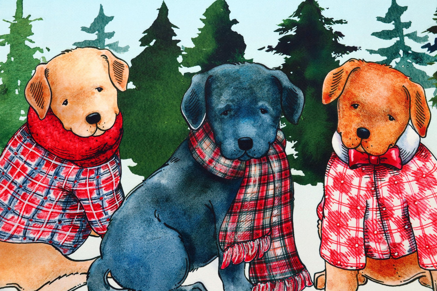 Puppies in Plaid Olivia's Home Accent Rug Dog Themed Washable Rug 22" x 32"