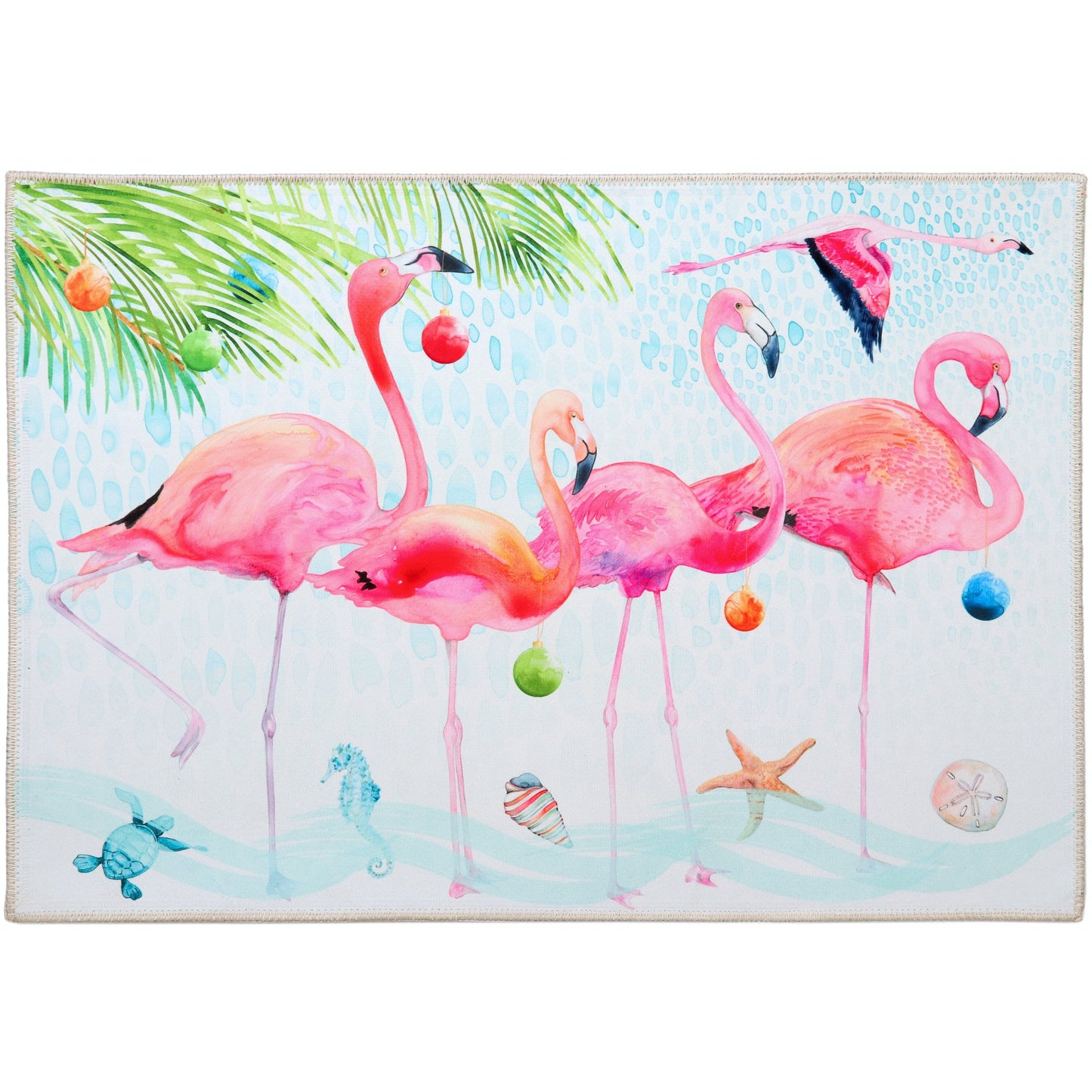Holiday Flamingo Olivia's Home Accent Washable Rug 22" x 32"
