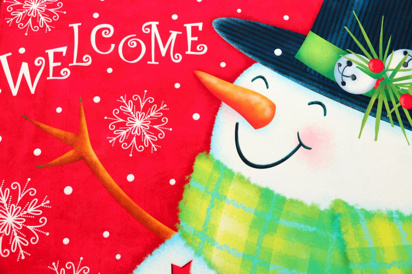 Welcoming Snowman Olivia's Home Accent Rug Winter Seasonal Washable Rug 22" x 32"