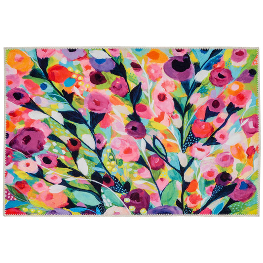 Blossoming Portrait Olivia's Home Accent Rug with Flowers Floral Washable Rug 22" x 32"