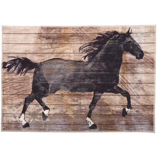 Barnwood Black Stallion Olivia's Home Accent Washable Rug 22" x 32"