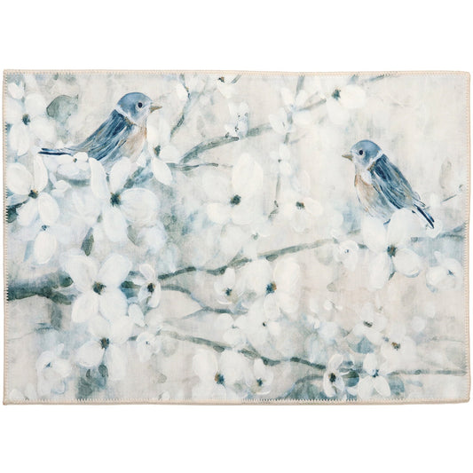 Spring Dogwoods & Songbirds Olivia's Home Accent Washable Rug 22" x 32"
