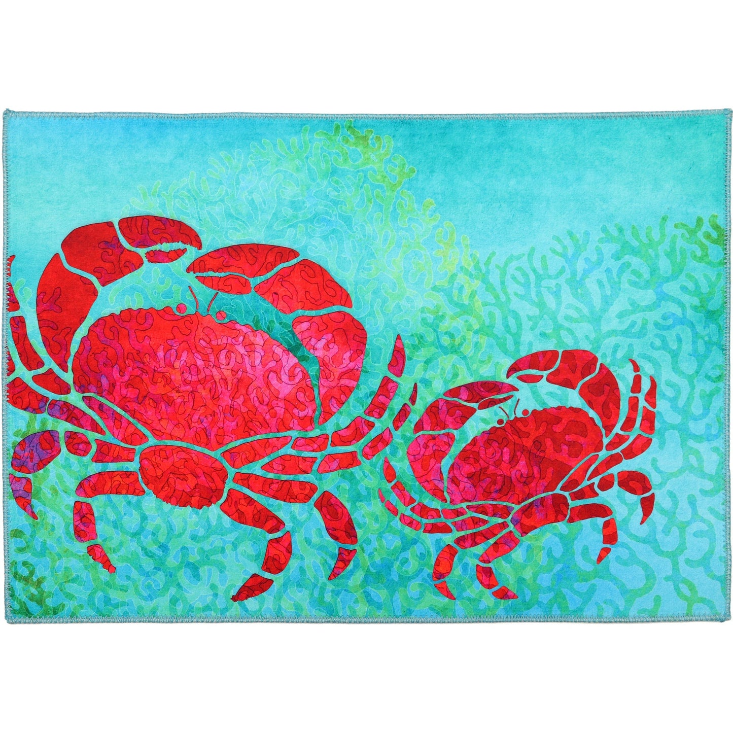 Red Crab Tapestry Olivia's Home Accent Washable Rug 22" x 32"