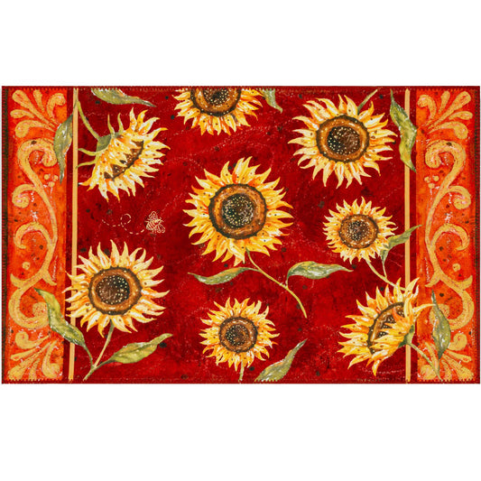 Provencal Sunflowers Olivia's Home Accent Rug with Flowers Floral Washable Rug 22" x 32"