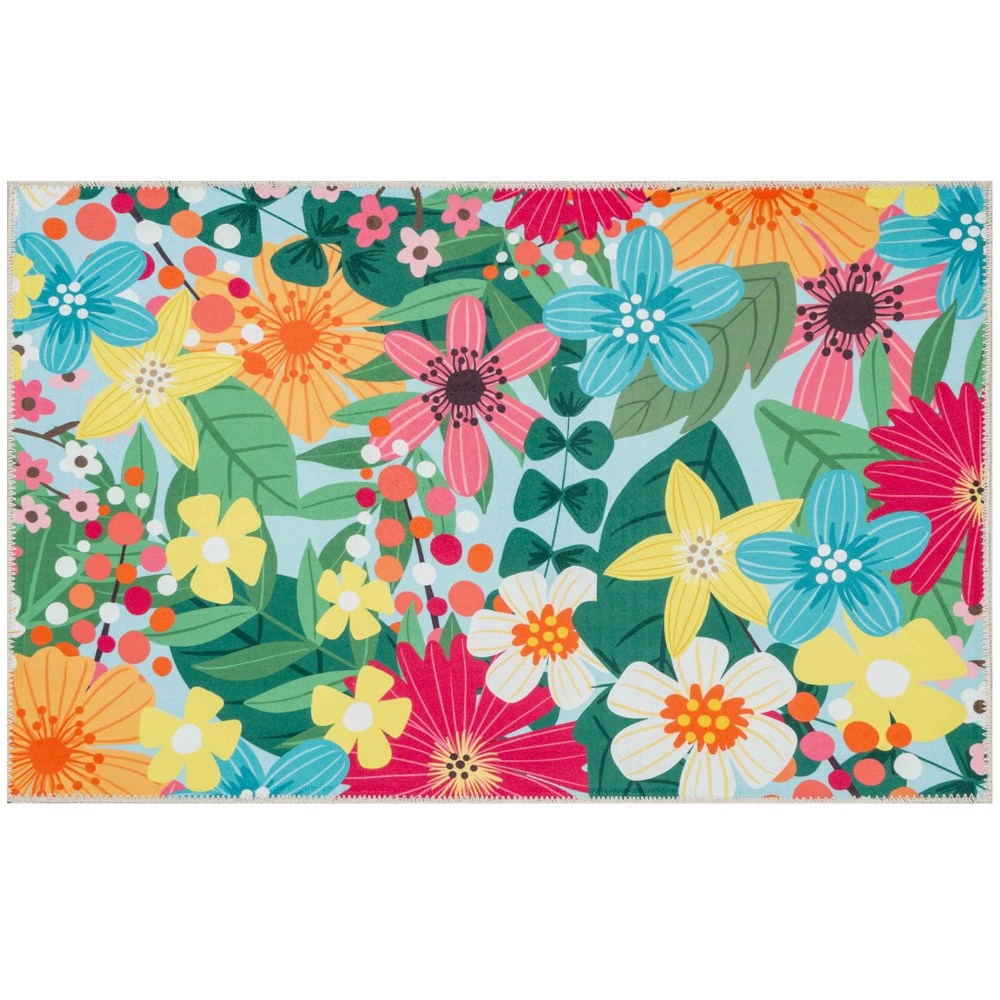 Whimsical Garden Olivia's Home Accent Rug with Flowers Floral Washable Rug 22" x 32"