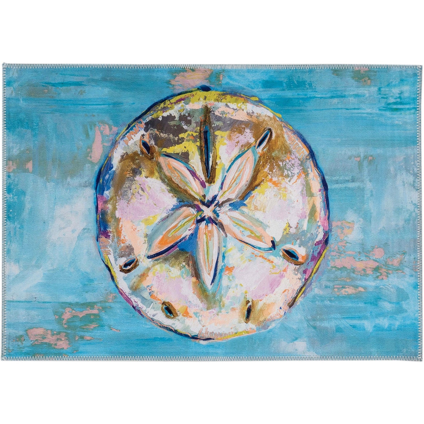 Painted Sand Dollar Olivia's Home Accent Washable Rug 22" x 32"