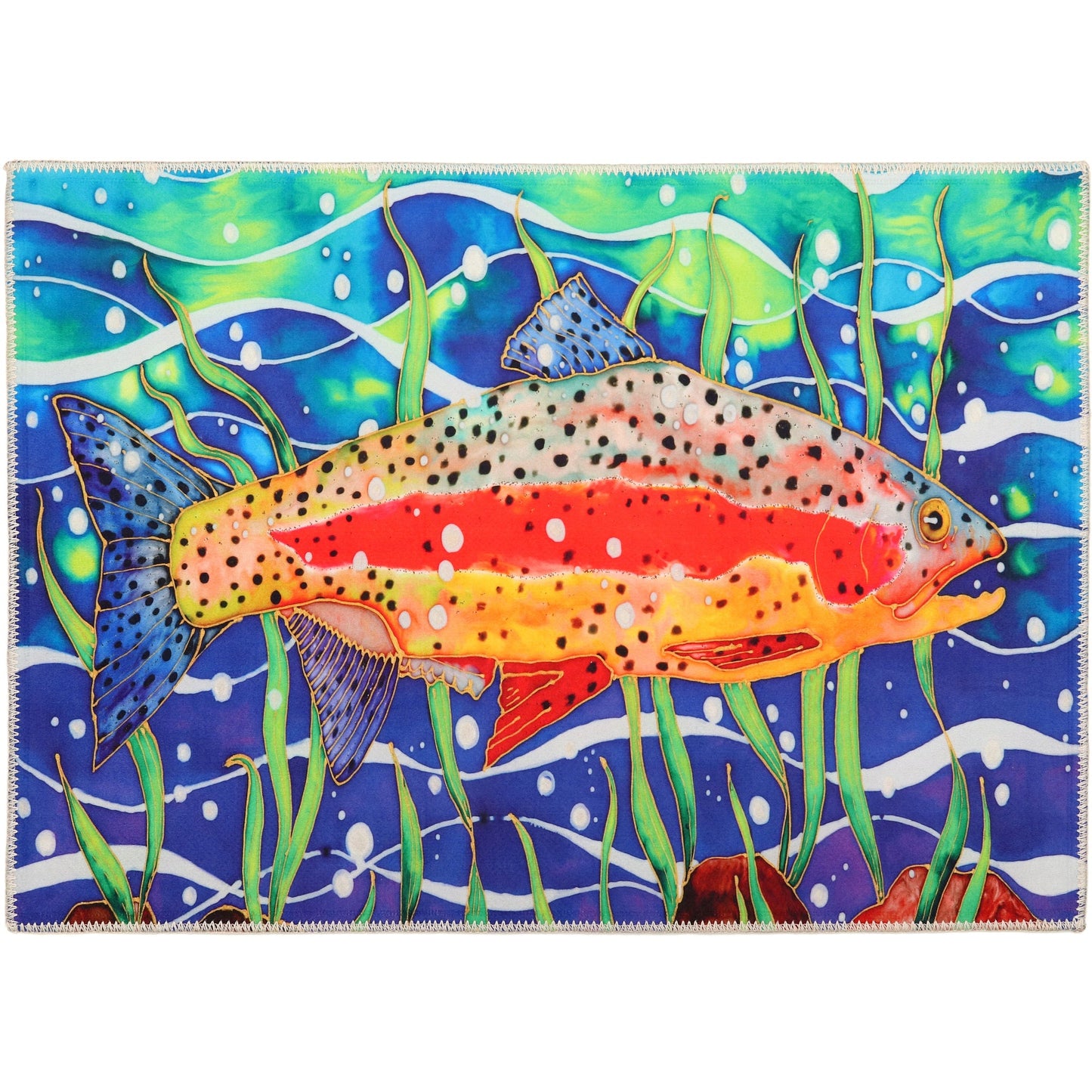 Swimming Rainbow Trout Olivia's Home Accent Washable Rug 22" x 32"