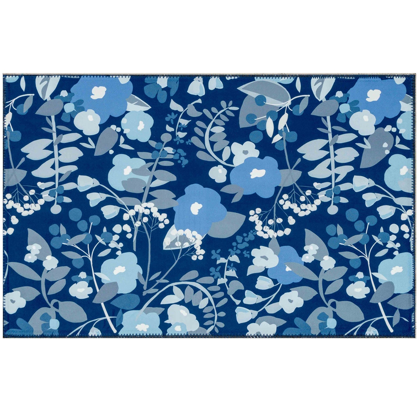Blue Wildflowers Olivia's Home Accent Rug with Flowers Floral Washable Rug 22" x 32"