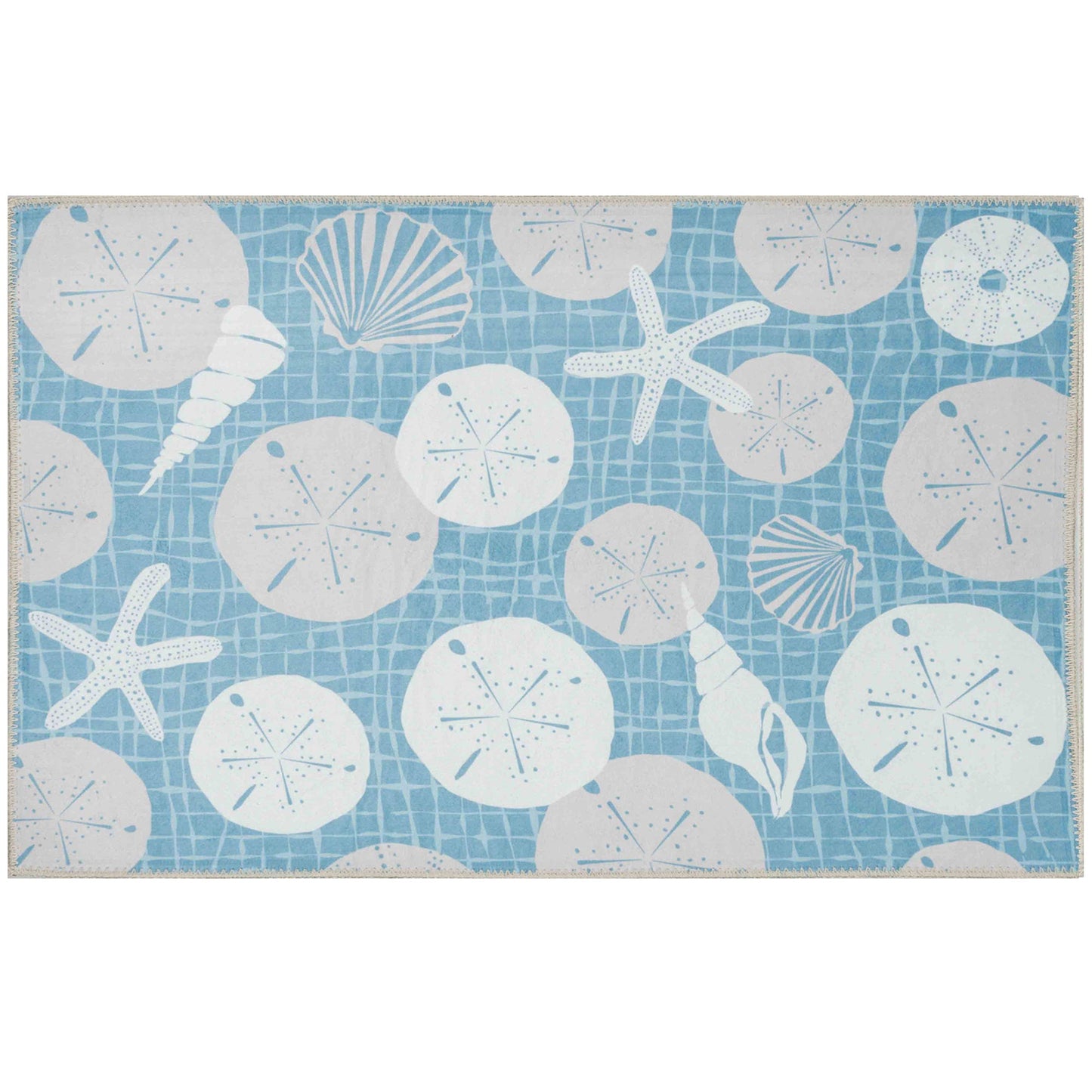 Netted Sand Dollars and Shells Olivia's Home Accent Rug Coastal Washable Rug 22" x 32"