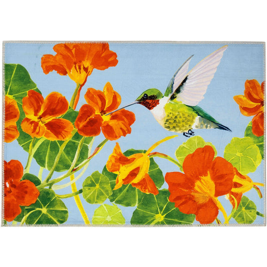 Nasturtiums & Ruby Throat Olivia's Home Accent Washable Rug 22" x 32"