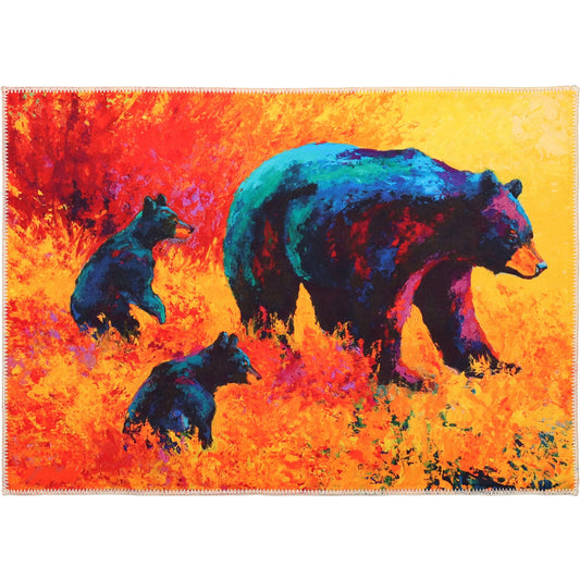 Mountain Black Bear Family Olivia's Home Accent Washable Rug 22" x 32"