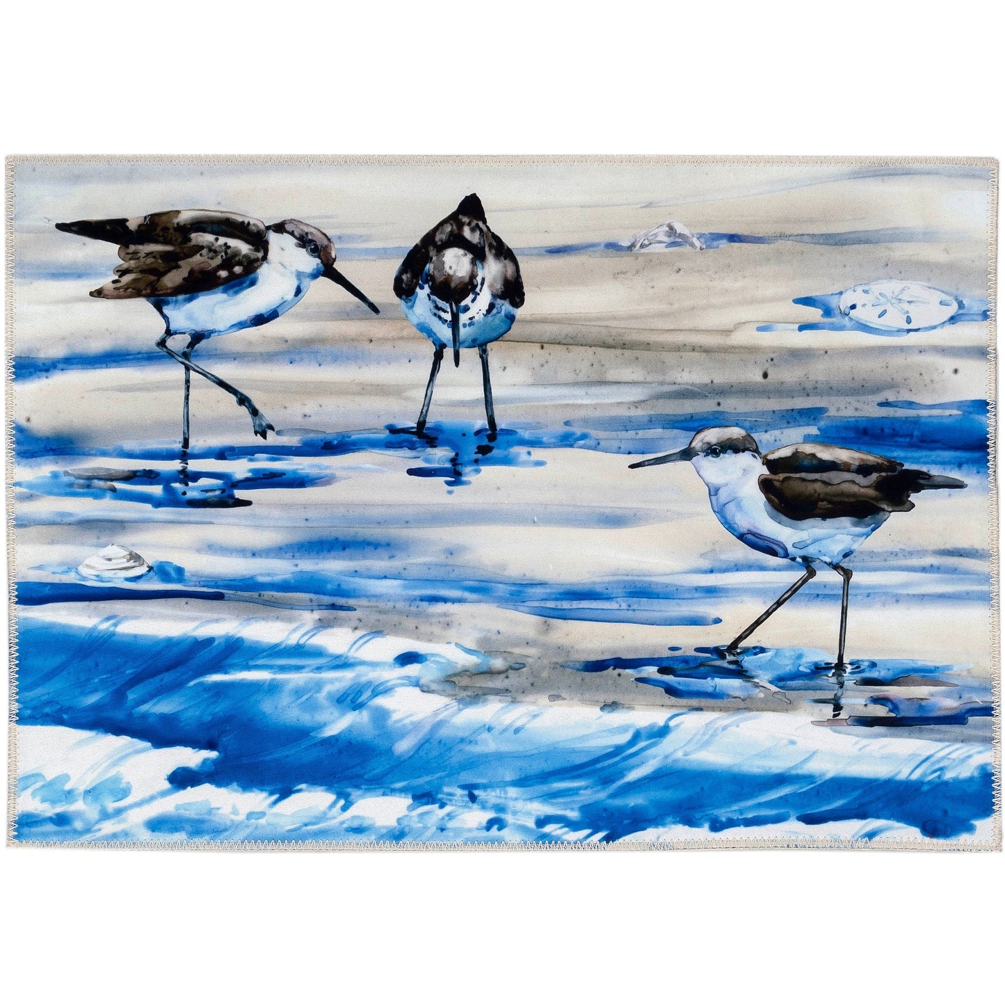 Sandpipers In The Foaming Sea Olivia's Home Accent Washable Rug 22" x 32"