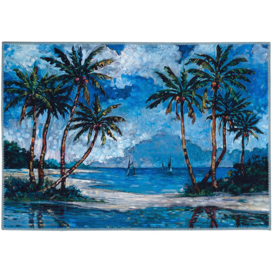 Tropical Island Palms Olivia's Home Accent Washable Rug 22" x 32"