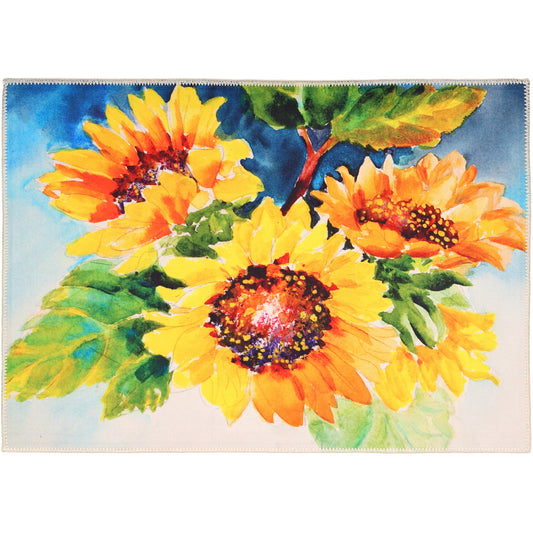 Just Picked Sunflowers Olivia's Home Accent Washable Rug 22" x 32"