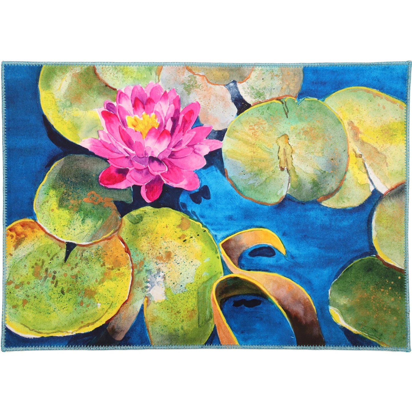 Pink Budding Lily Pad Olivia's Home Accent Washable Rug 22" x 32"