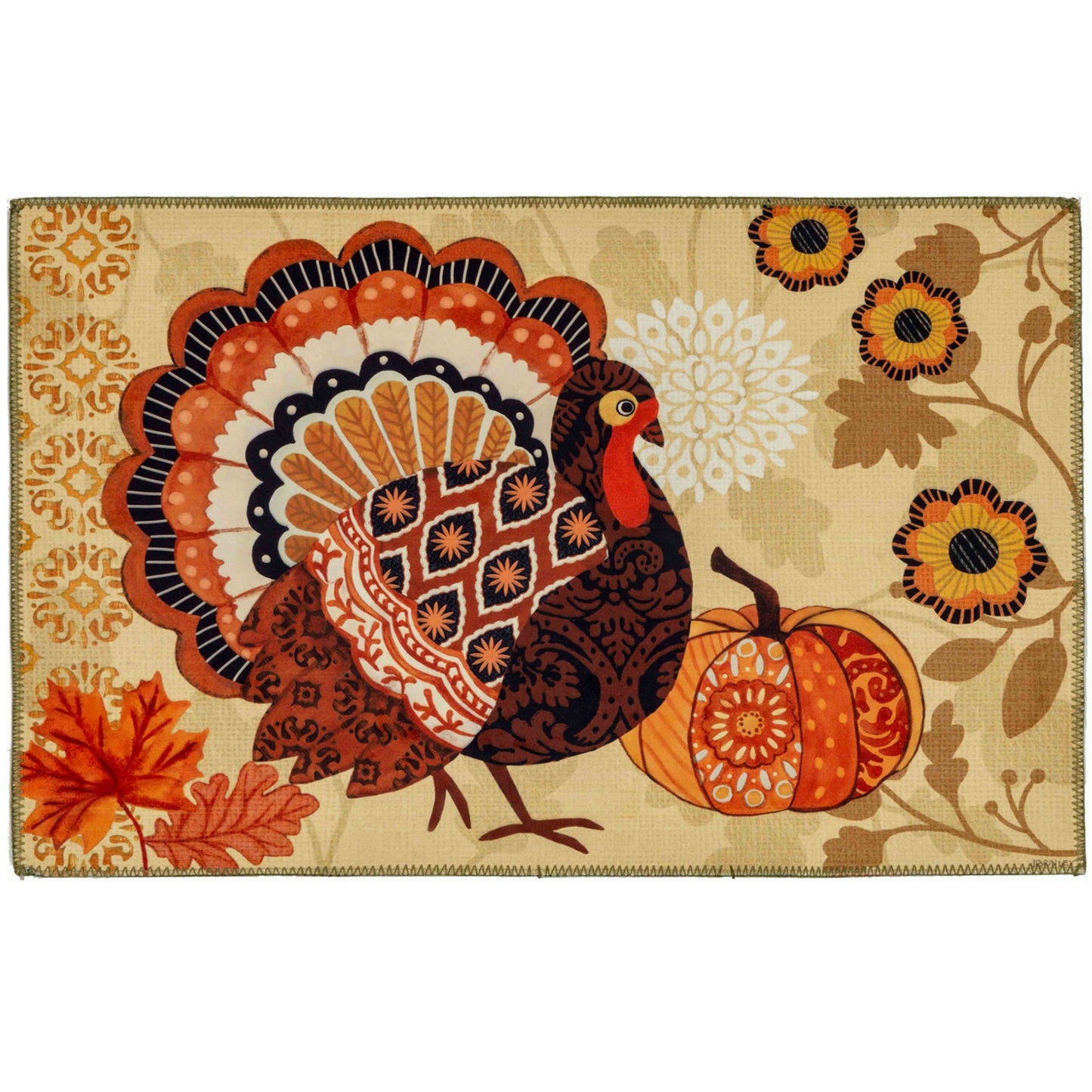 Rustic Turkey Olivia's Home Accent Rug Thanksgiving Themed Rug 22" x 32"